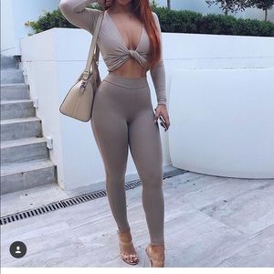 Oh Polly taupe leggings NWT